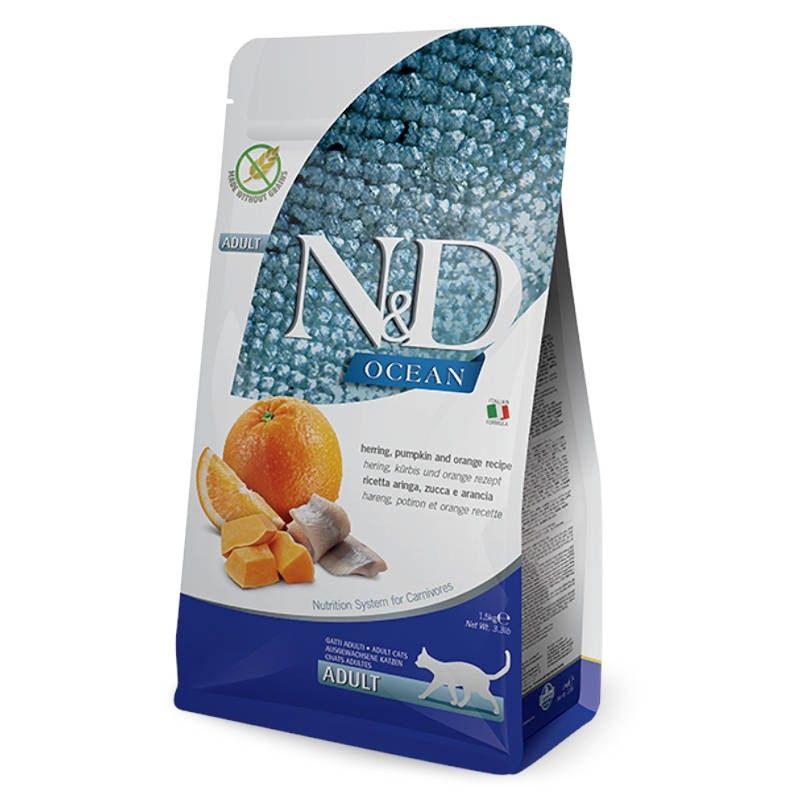 Farmina N&D Ocean Grain Free Cat Adult Herring, Pumpkin & Orange