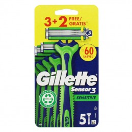 Lâminas descartáveis GILLETTE SENSOR3 SENSITIVE 5 unidades